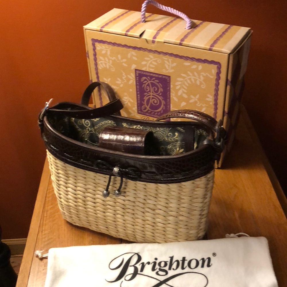 Brighton straw & leather shoulder bag